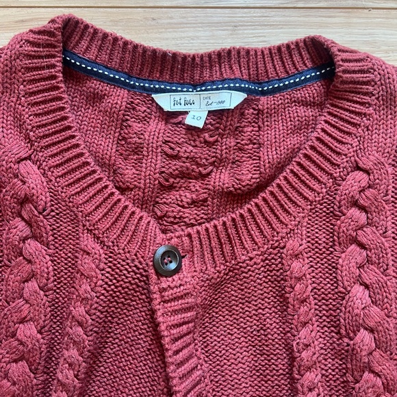 Fat Face Knitted Burgundy 100% cotton cardigan - Picture 2 of 4